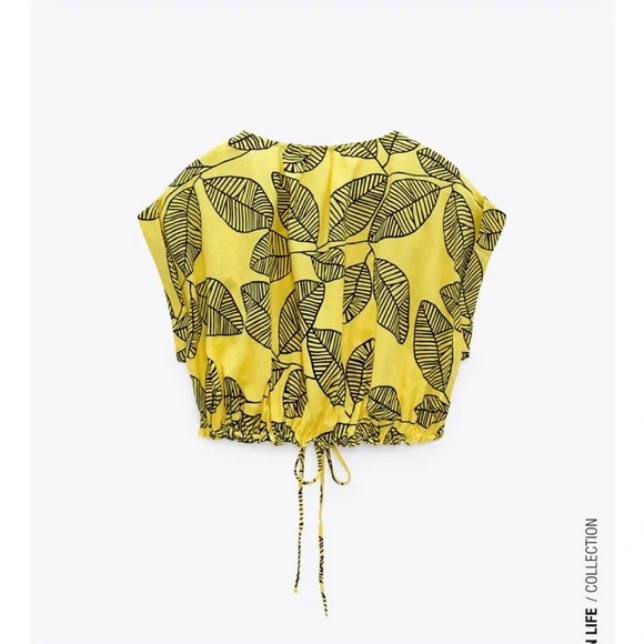 ZARA 2 PIECE LINEN CROPPED TOP AND RUCHED SKIRT - Picture 5 of 10